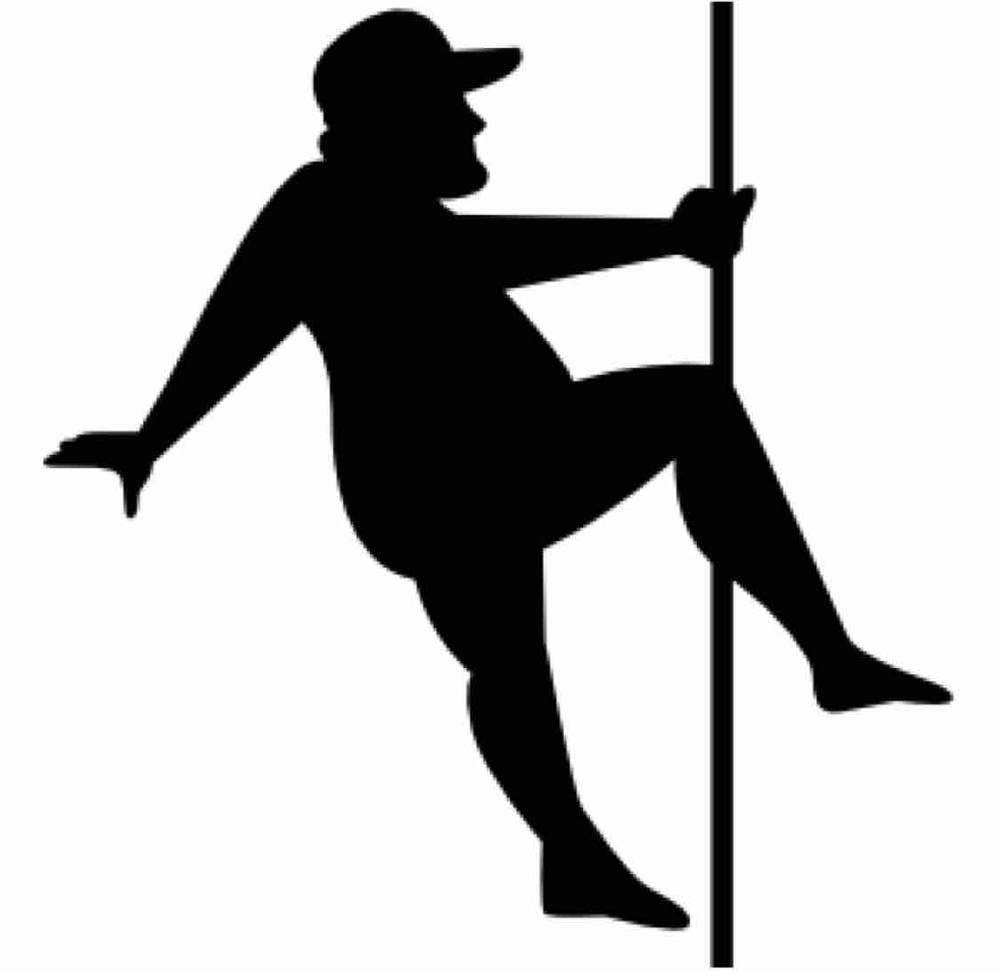 Fat man pole dancing silhouette